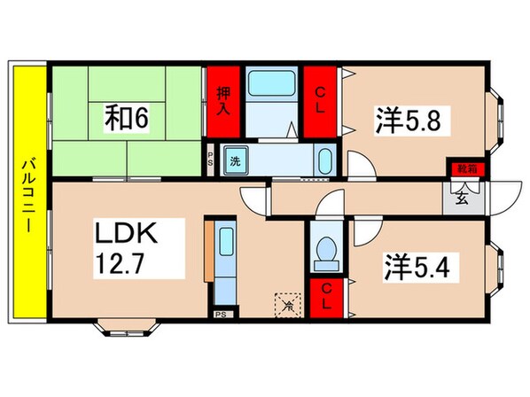 第５旭マンションの物件間取画像